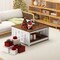 White - Brown Square Farmhouse Coffee Table Storage Shelf for Living Room